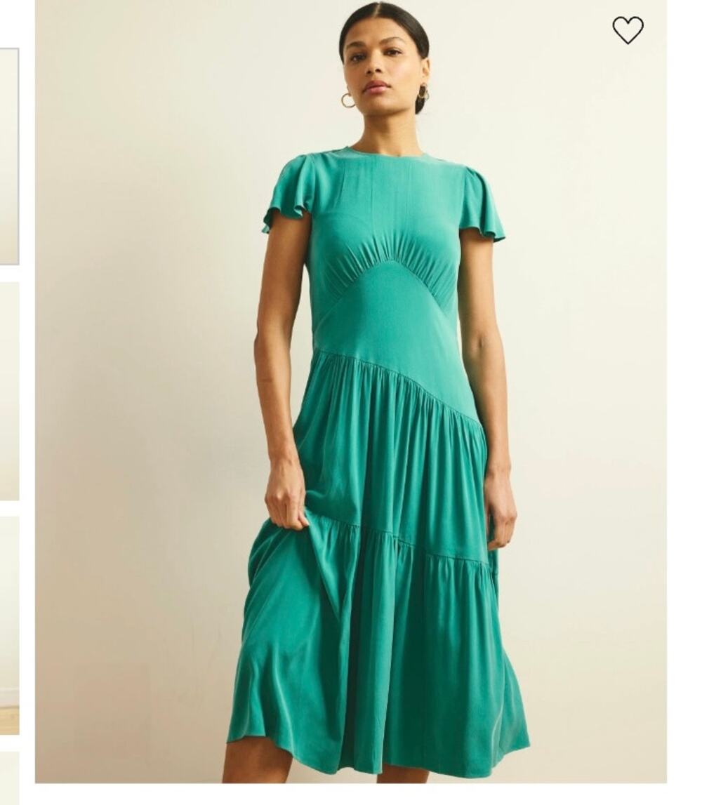 Universal Standard Mariella Stretch Cupro Dress XXL green midi $248 30 32